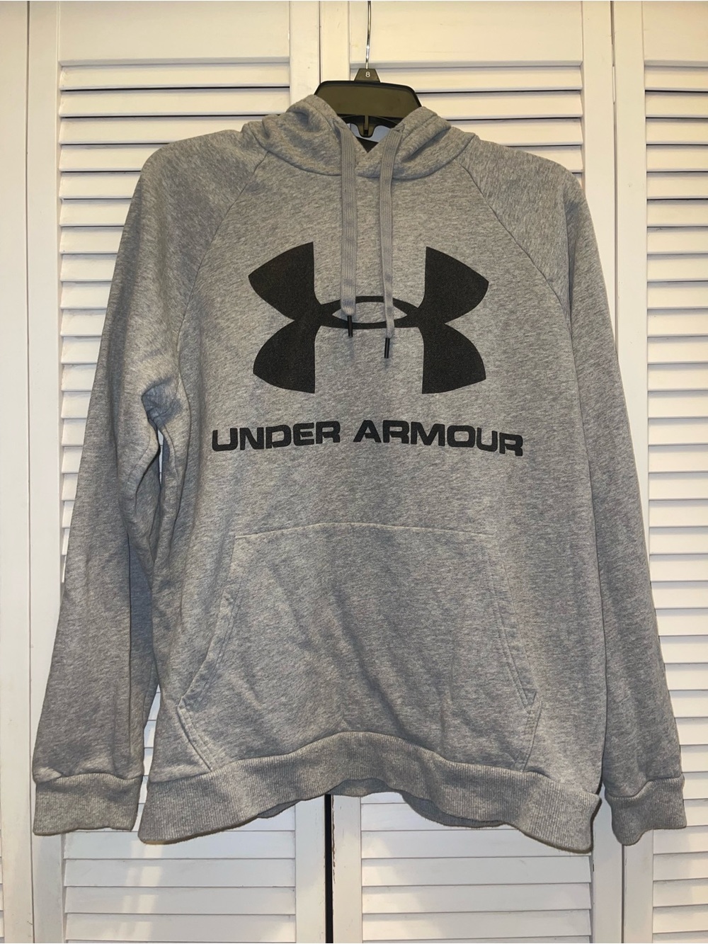 LG Men's Gray Crewneck Hoodie Sweatshirt with Black Logo